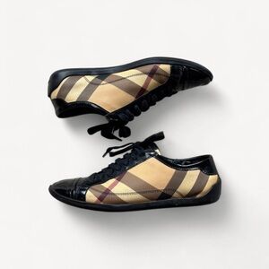 Burberry Black and Tan Checkered Sneakers size EU 39